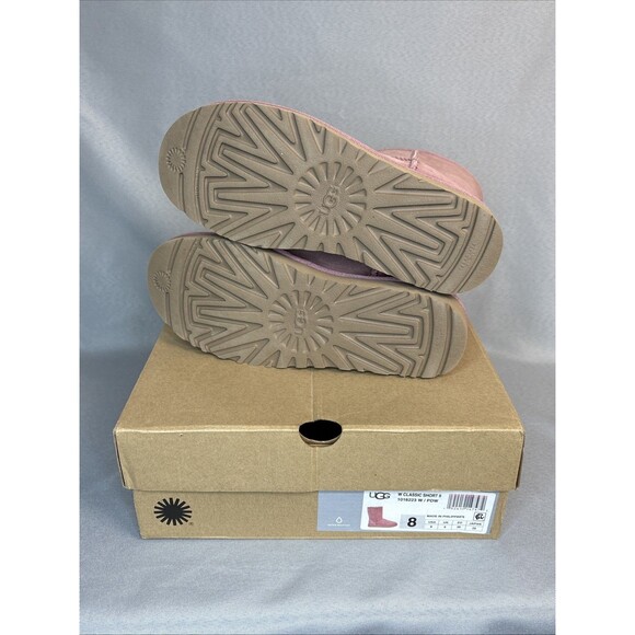 Women's UGG Boots Sz 8 Classic Short Pink Dawn PDW w/ Box Suede Wool Shearling - Picture 16 of 16
